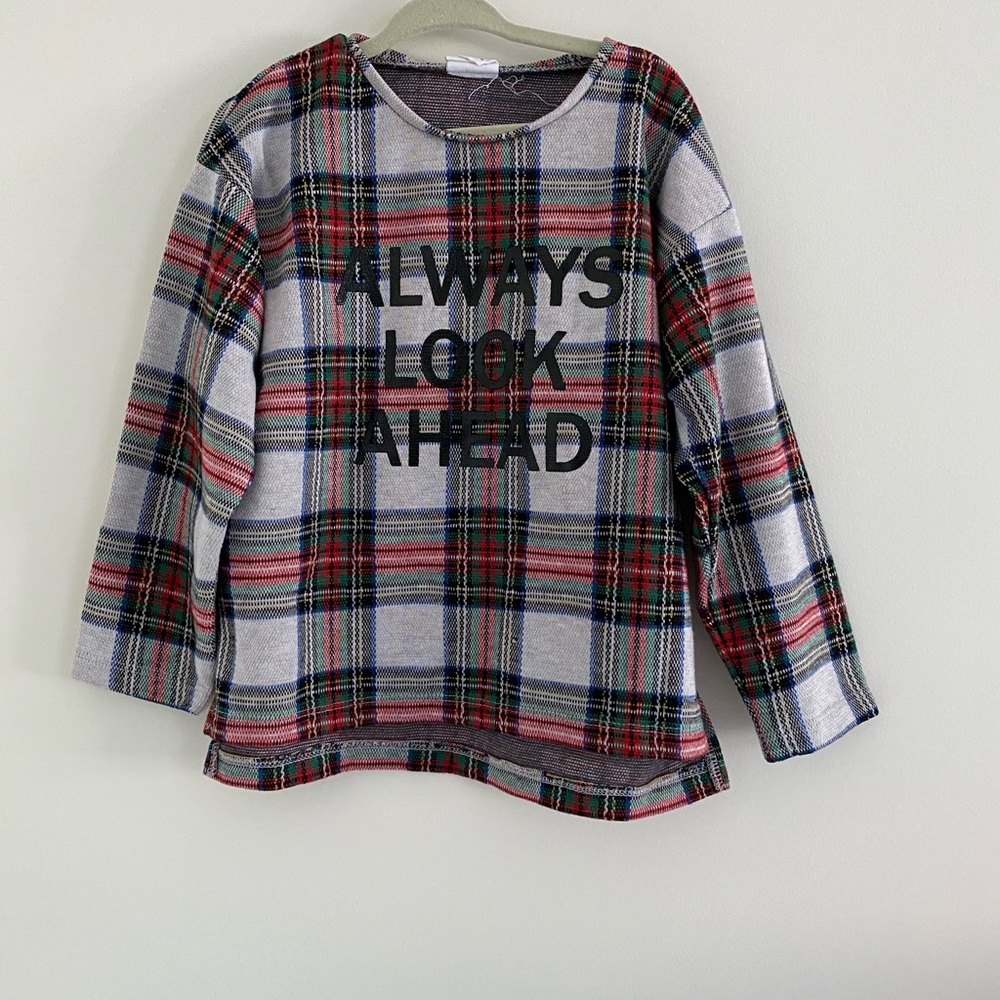 Zara plaid sweatshirt.